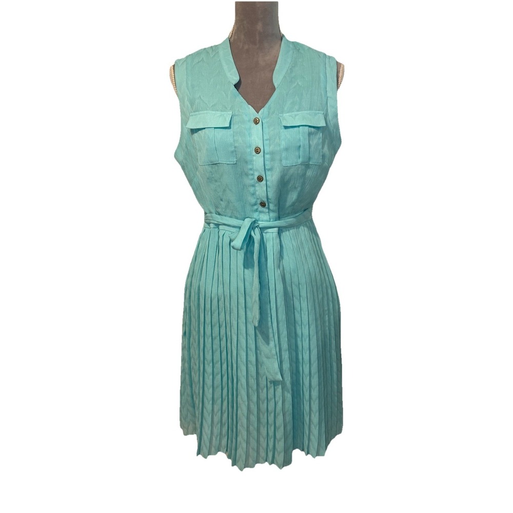 Women's‎ Cremieux Sleeveless Shirt Dress Mint Green Pleated Skirt Lightweight 10